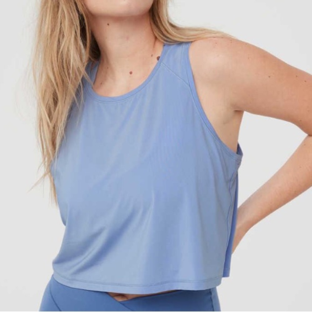 OFFLINE BY AERIE Sweat Sesh Cropped Tank Top - Monaco Blue